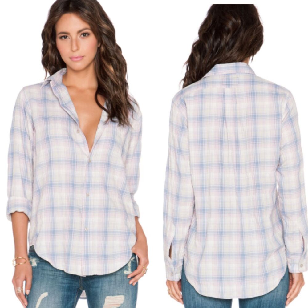 Current/Elliot The Prep School Shirt in Desert Plaid Shirttail Hem Size 2